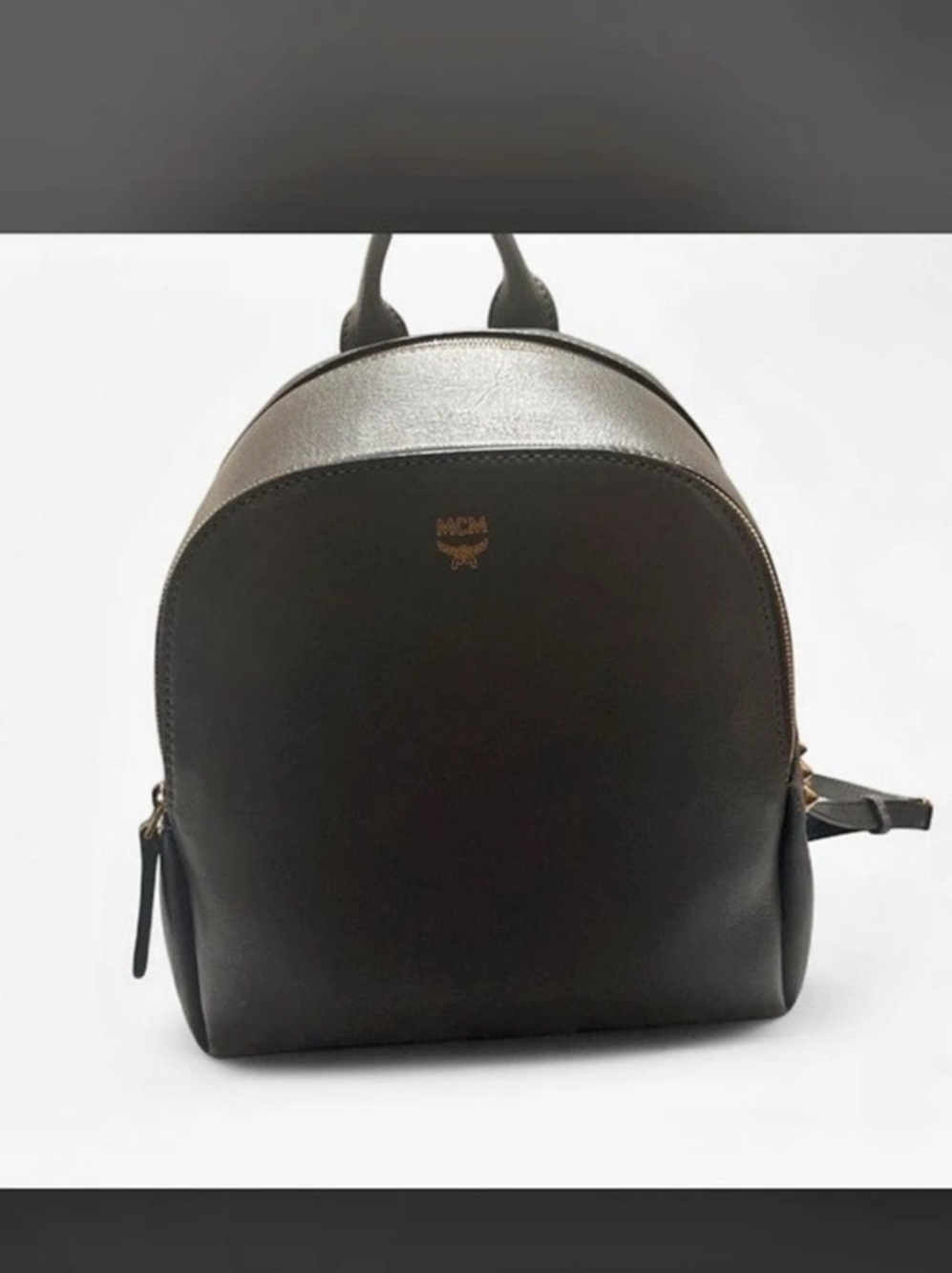 MCM Studded mini Leather Backpack in Gray